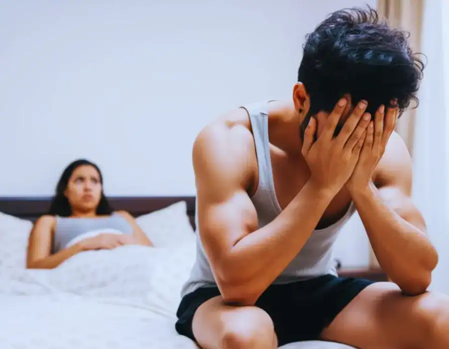 Image of upset man in need of erectile dysfunction treatment Coombe Bissett